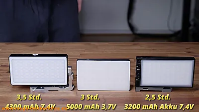 Neewer SL90m Pixel G1s und Smallrig RM120: Laufzeiten