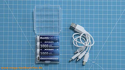 XTAR USB-Akkus mit Case und 4er Ladekabel