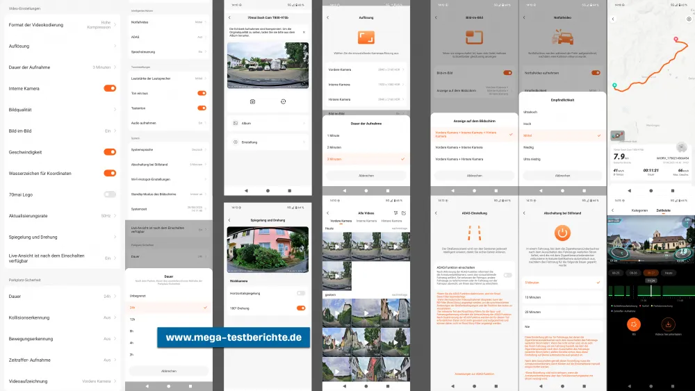 70mai T800 Funktionsübersicht der App
