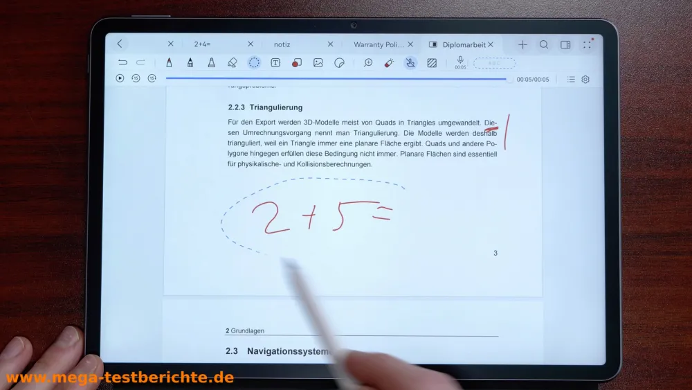 HUAWAI MatePad 11.5 S 2026 - Formel schreiben